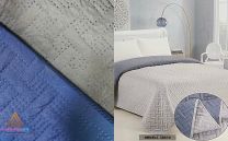 Narzuta pikowana na łóżko 160x200cm Dwustronna(niebieski/szary) L-2223