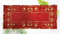 Bieżnik z cekinami/haftem 40x90cm (Czerwony/Złoty) HT-HK-7