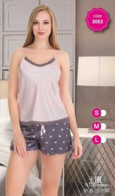 Satynowa piżama damska wąskie ramiączka z szortami Rozmiar:S-L AS-3053