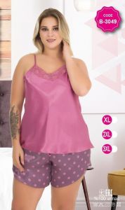 Satynowa piżama damska wąskie ramiączka z szortami BIG size:XL-3XL AS-3049B