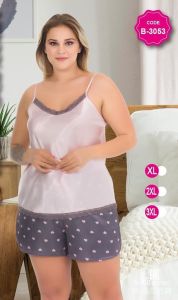 Satynowa piżama damska wąskie ramiączka z szortami BIG size:XL-3XL AS-3053B
